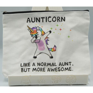 Aunticorn Makeup Bag Rainbow Unicorn Dab Funny Aunt Gift Pouch‎ Zippered